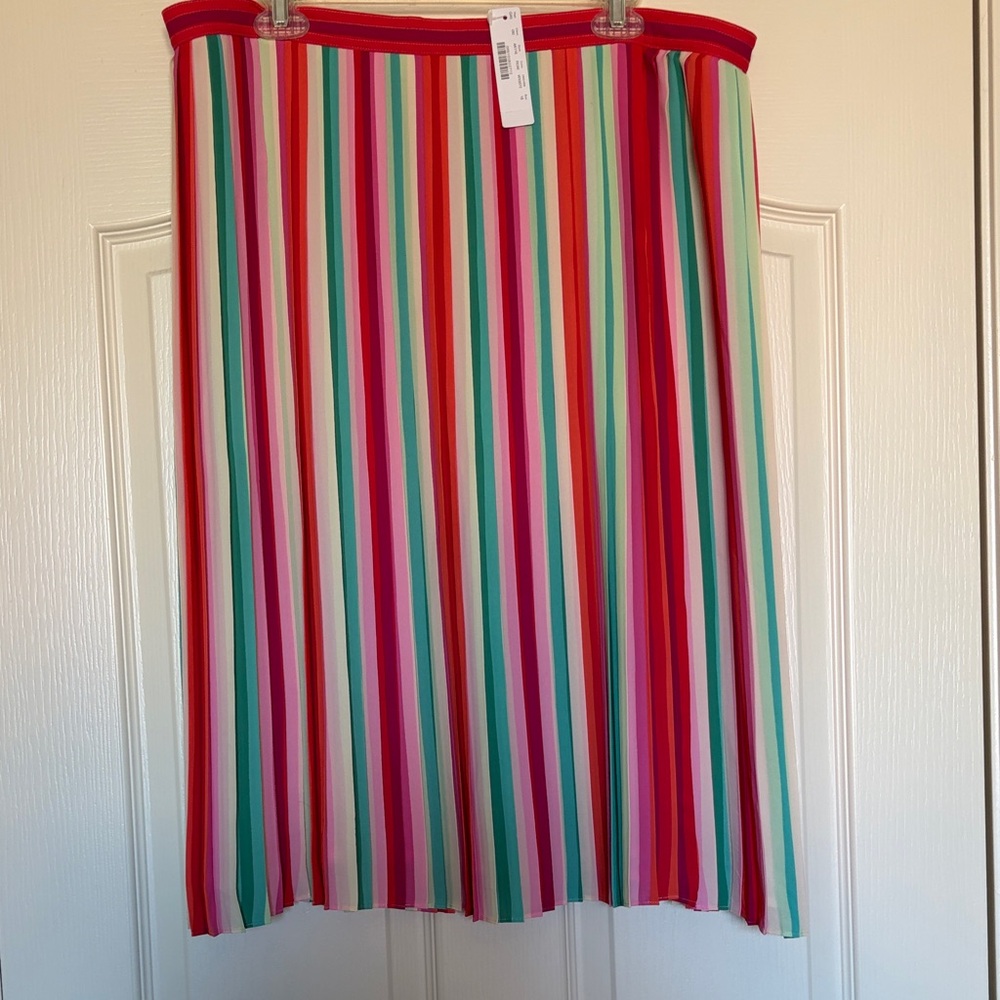 NWT J. Crew Multicolor Vertical Stripe Midi Skirt - Red, Pink, Green, Blue